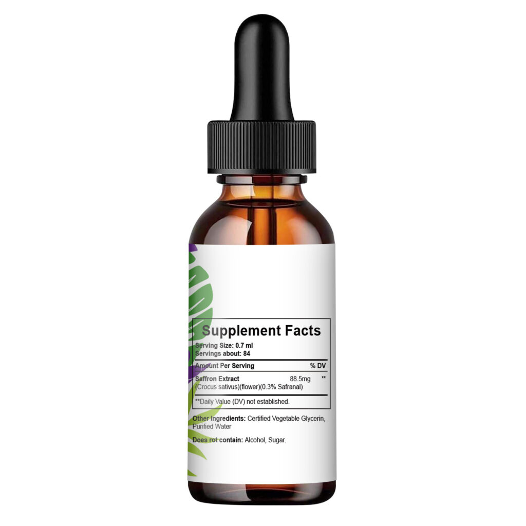 GMP OEM Organic Saffron Blend Supplement Pure Saffron Extract Liquid Liposomal Saffron Drops Liquid for Energy Mood Support