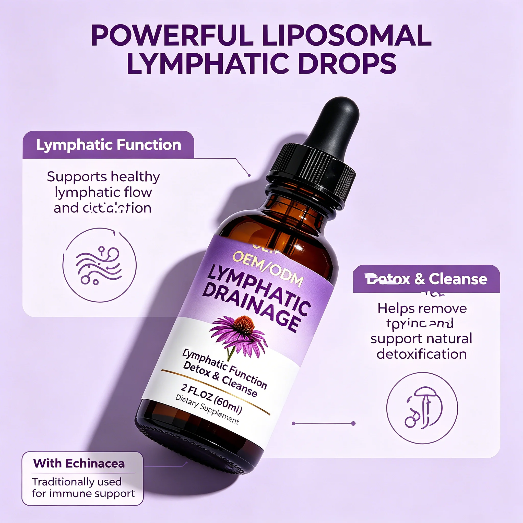 OEM Liposomal Lymphatic Drainage Drops with Echinacea Dandelion Turmeric Burdock Support Lymphatic System & Immune Health - 图片 2