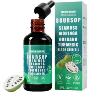 10-in-1Superblend Liquid Drops Soursop & Sea Moss Moringa Turmeric for Immunity Whole-Body Wellness Adult 60ml Bottle