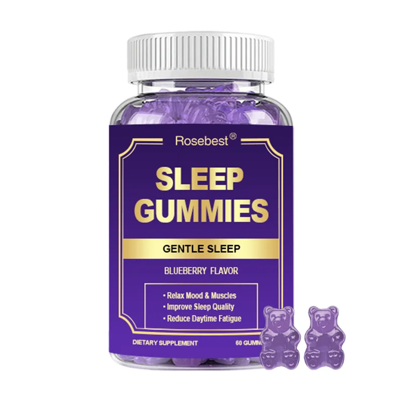 Rosebest Custom Formula OEM Private Label Sugar Free Natural Blueberry Flavor Sleep Aid Gummies Bear Supplements Melatonin-free